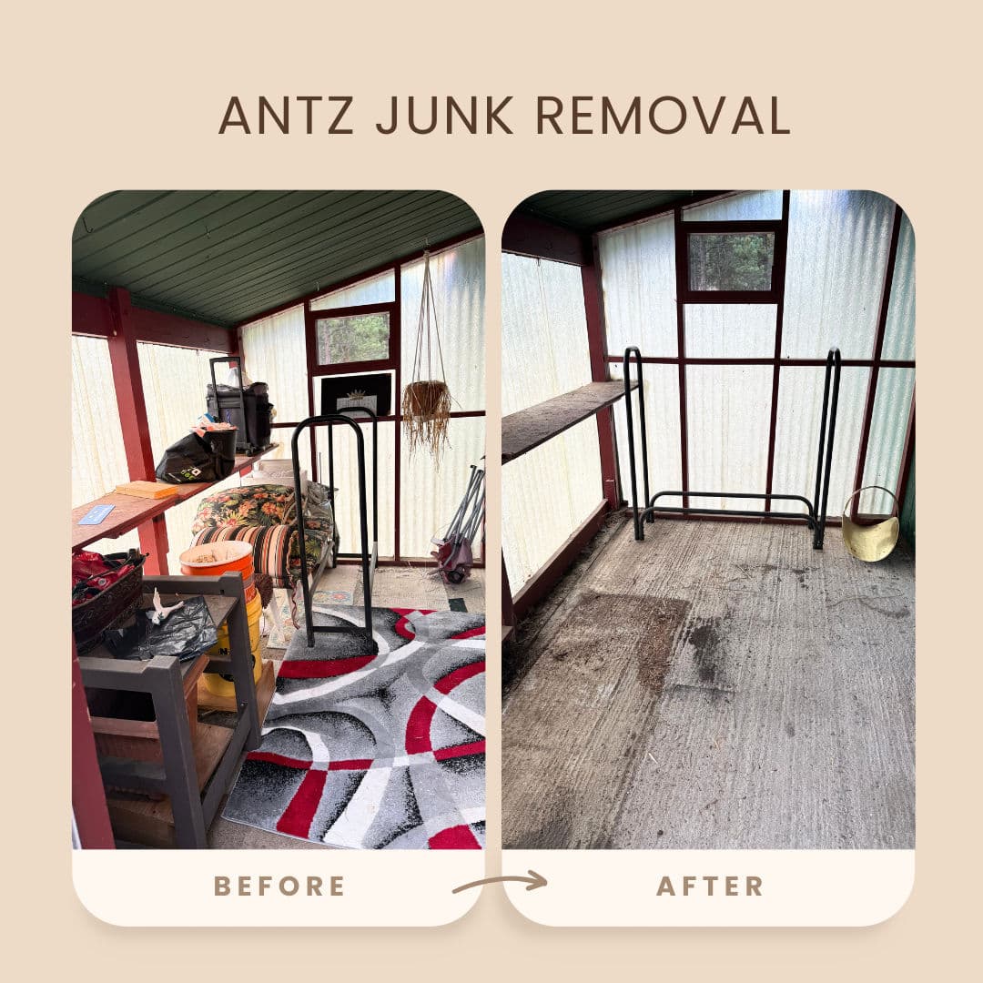 Cluttered Enclosed Porch Cleared Out and Usable Again image