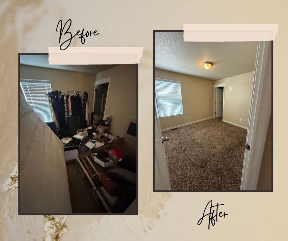 From Packed Bedroom to Open Floor Space - Full Room Cleanout image