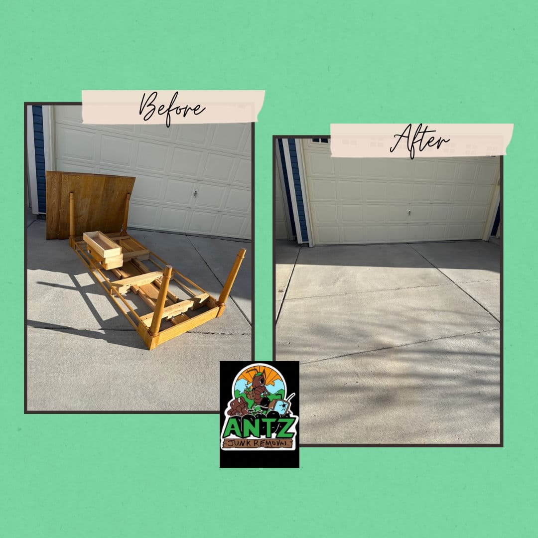 Project Broken Table and Wood Debris Cleared Off a Driveway Fast image