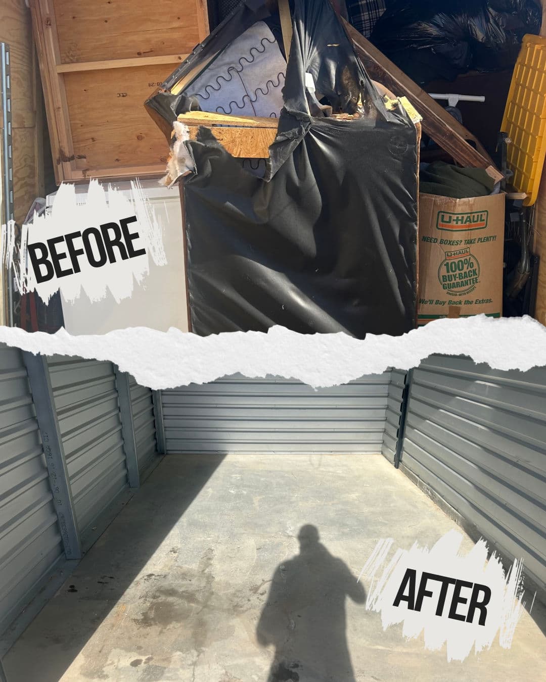 Packed Storage Unit Cleared Out Down to Bare Concrete image